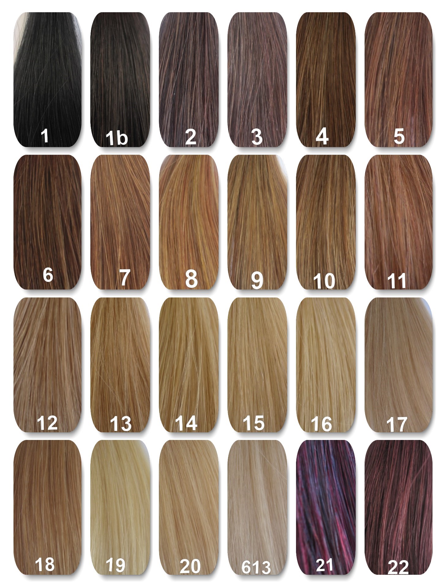 Color Chart - Le Tress Chic Human Hair Extensions